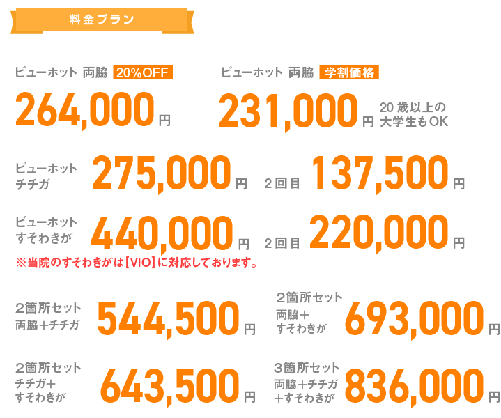 ビューホット 両脇264,000円
